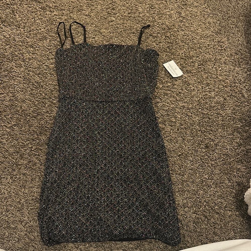 Windsor Black Sheath Mini Dress with Spaghetti Straps